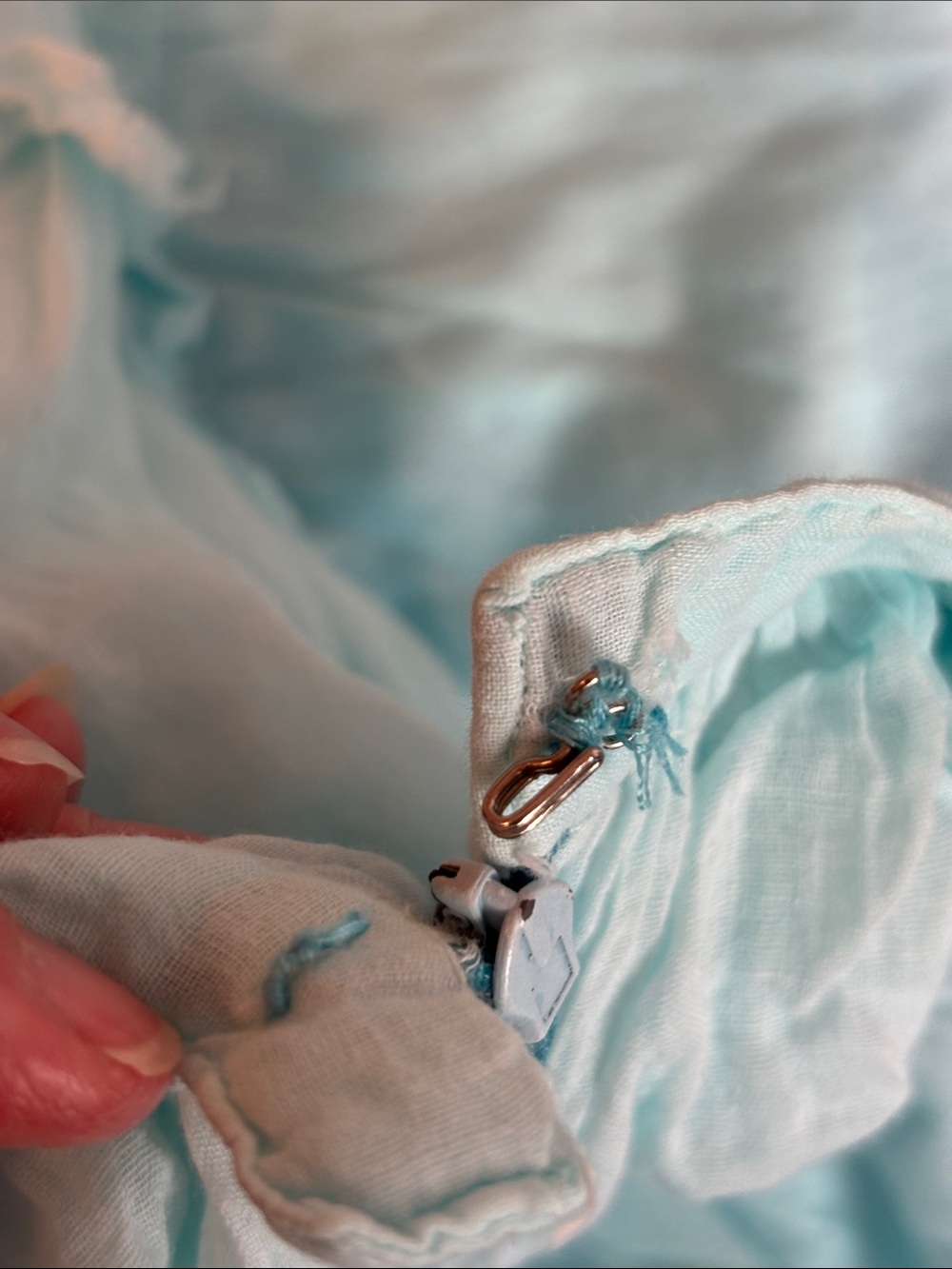 Vintage Ombre Tiered Light Aqua Maxi Skirt - Women 100% Cotton - Picture 11 of 12